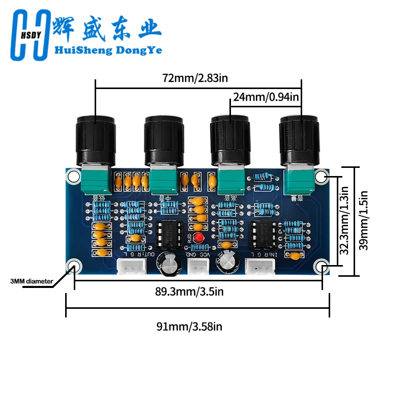 Imagem -02 - Tone Board Pré-amp Pré-amp Graves Agudos Ajuste do Volume Amplificador Controlador de Tom Xh-a901 Ne5532