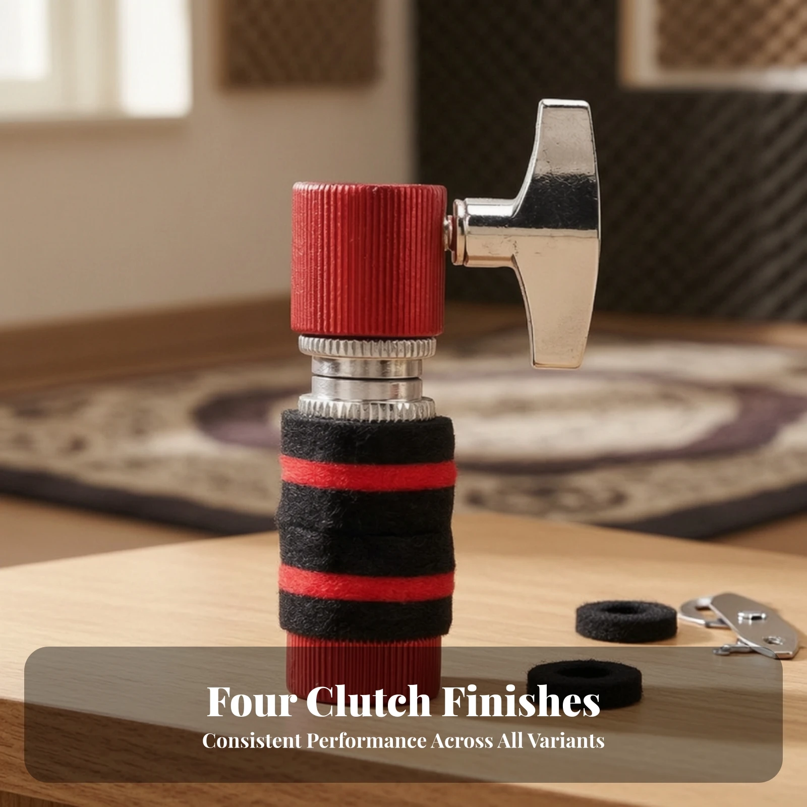 Cymbal Clutch with Felt Washers Adjustable Threaded Cymbal Clutch Wing Nut Long-Lasting Stable for Drummers, Live Performances