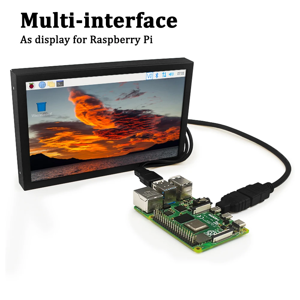 7 Inch IPS LCD Screen Portable Monitor Display 1024*600 With VGA/AV/DC Video Input For CCTV Security Monitor DVD Raspberry Pi