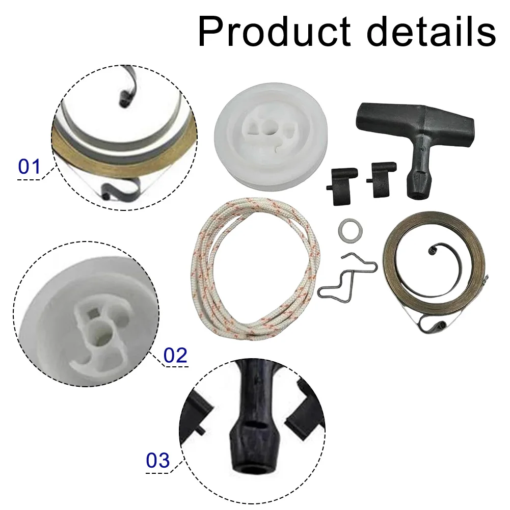 1set Recoil Pull Starter Rebuild Kit Recoil Rewind Spring Starter Pulley Handle Rope For 034 036 044 MS340 MS360 MS361 Chainsaw