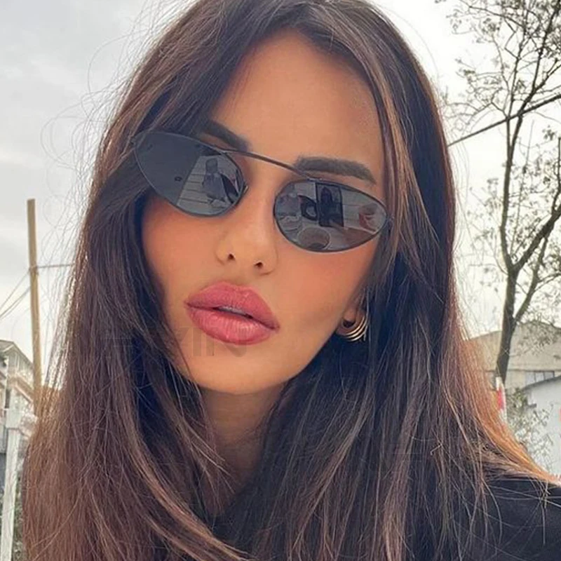 Seksowne okulary przeciwsłoneczne Cat Eye Kobiety Vintage Trójkątne metalowe okulary przeciwsłoneczne dla mężczyzn Moda Marka dekoracji okulary Party Gafas De Sol