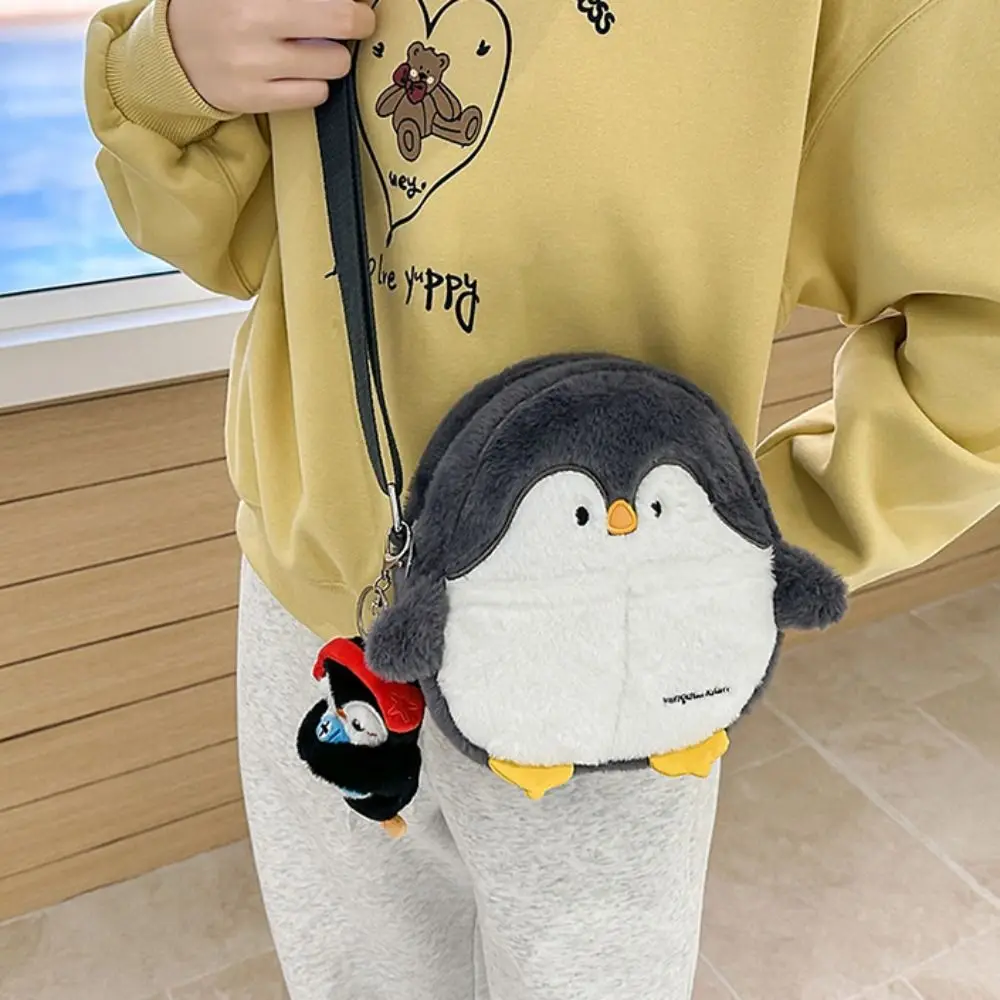 Bolsa Transversal Criativa de Pelúcia de Pinguim Kawaii, Mochila de Pelúcia Macia com Aparência Realista, Bolsa de Ombro de Animal Tubarão Fofo para Meninas