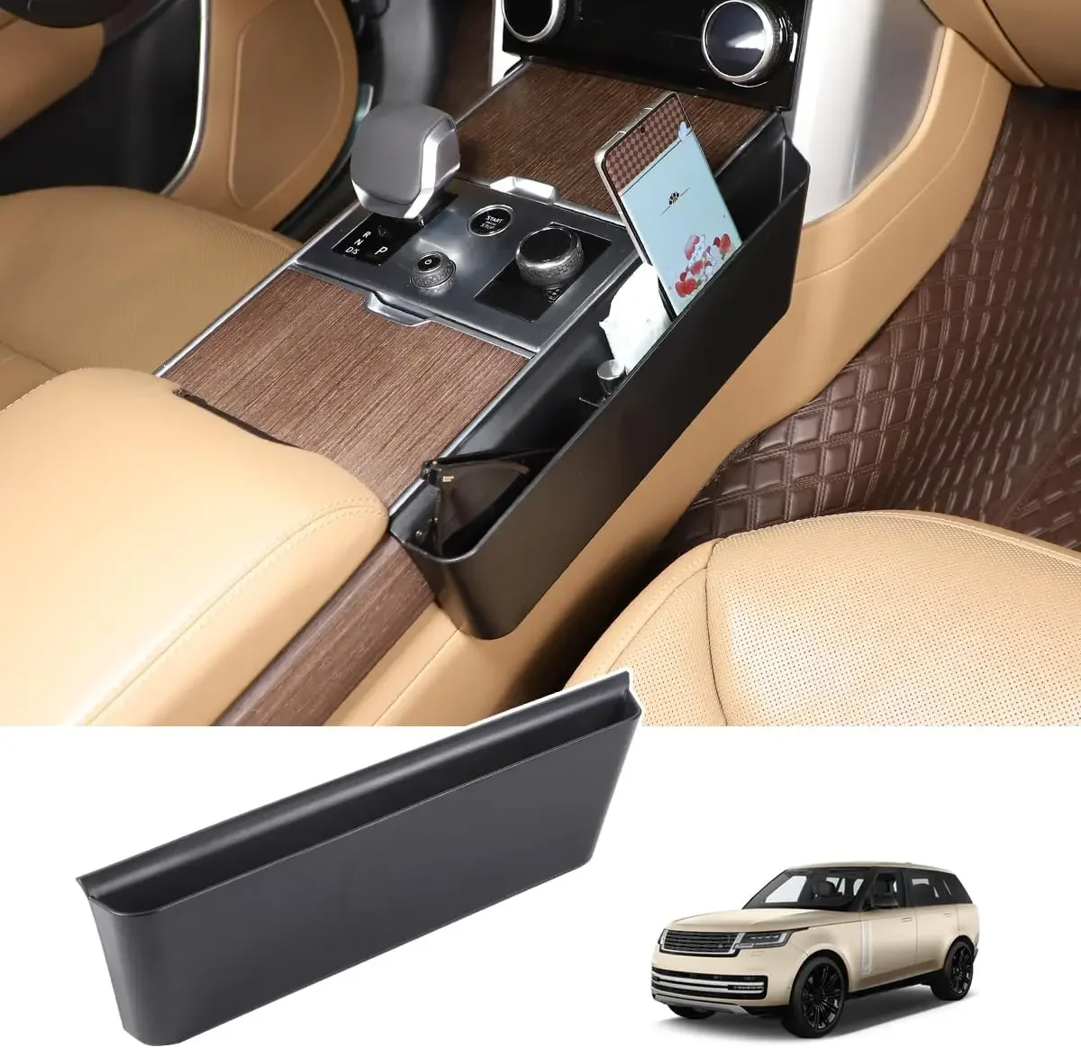 1PCS ABS Car Center Console Seat Side Storage Box Phone Holder For Range Rover Vogue 2023-2026 Stowing Tidy Organizer Coin Tray