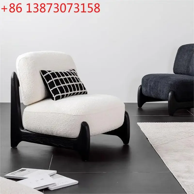 Nordic wabi-sabi wind big sleigh chair cute Internet celebrity same single landing lazy sofa chair solid wood modern simple