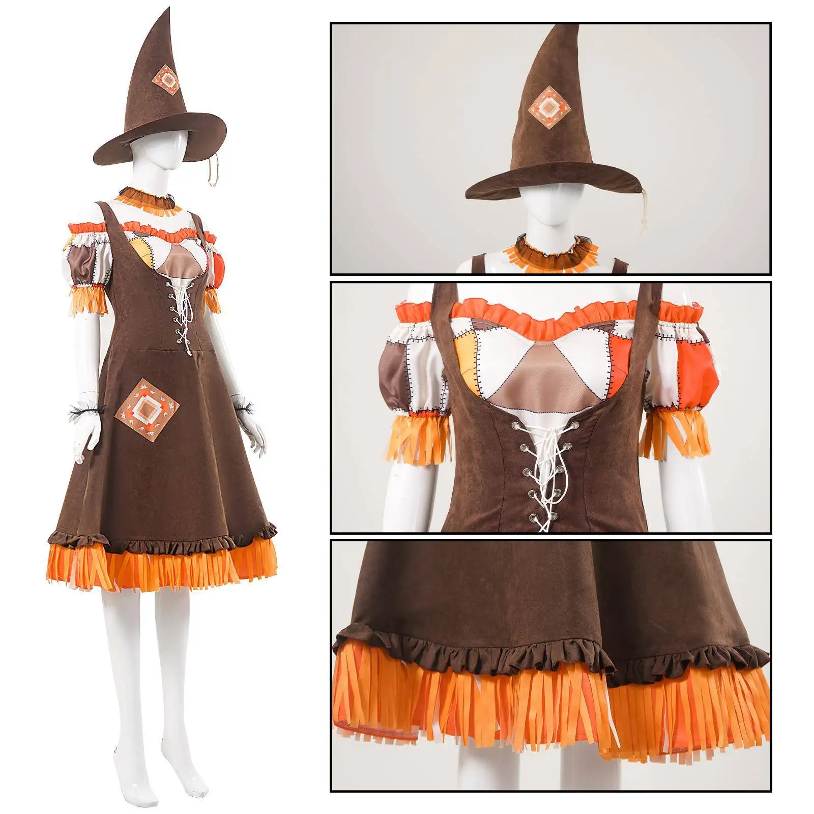 Novo Fsia de Bruxa Selvagem Verde para loween, Fsia de Palhaço para Performance de Palco, Vestuário Tradicional Ch...