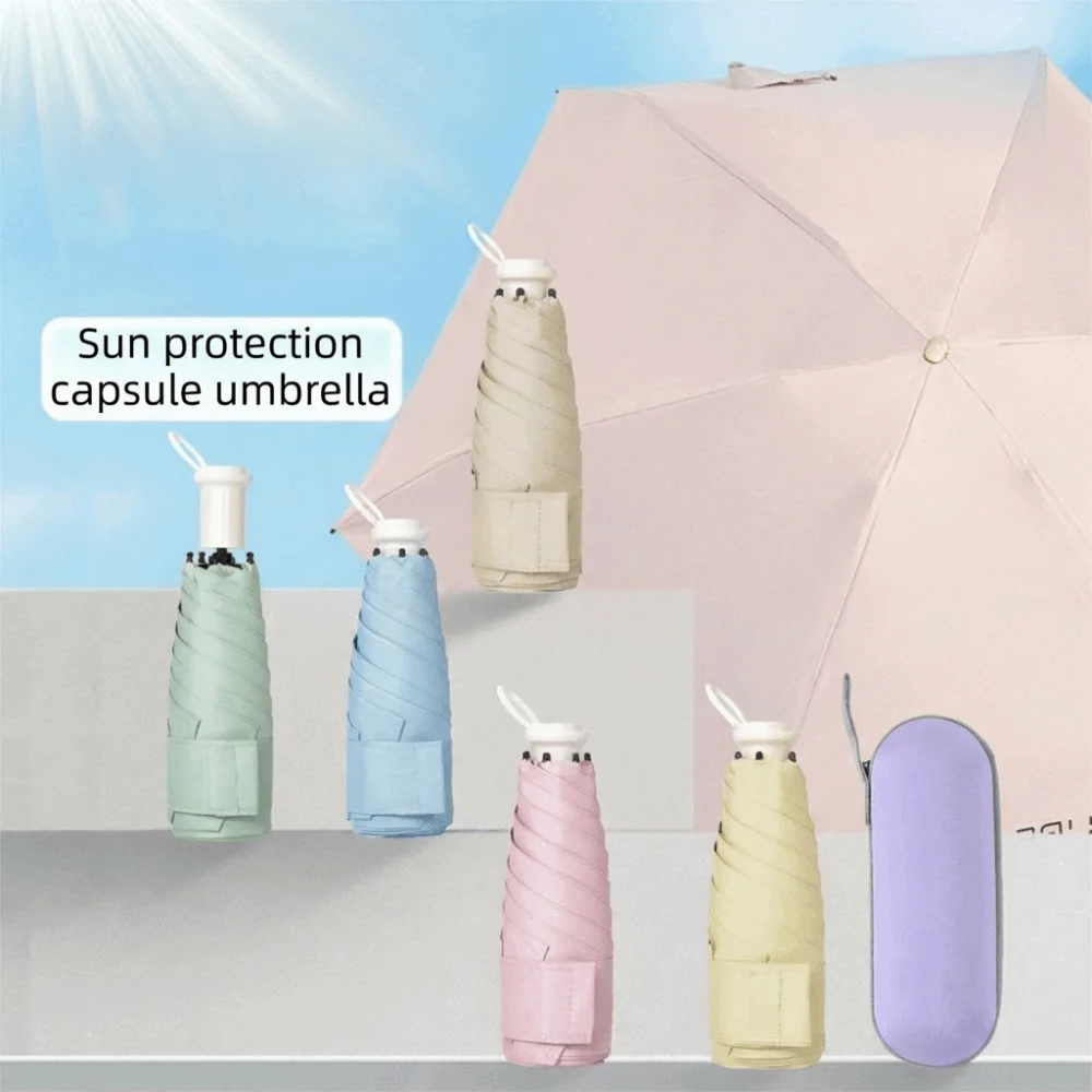 Modischer UV-Schutz Taschen-Regenschirm Faltbarer Ultraleichter Taschen-Sonnenschirm Doppelnutzung Mini-Sonnenschirm für Draußen