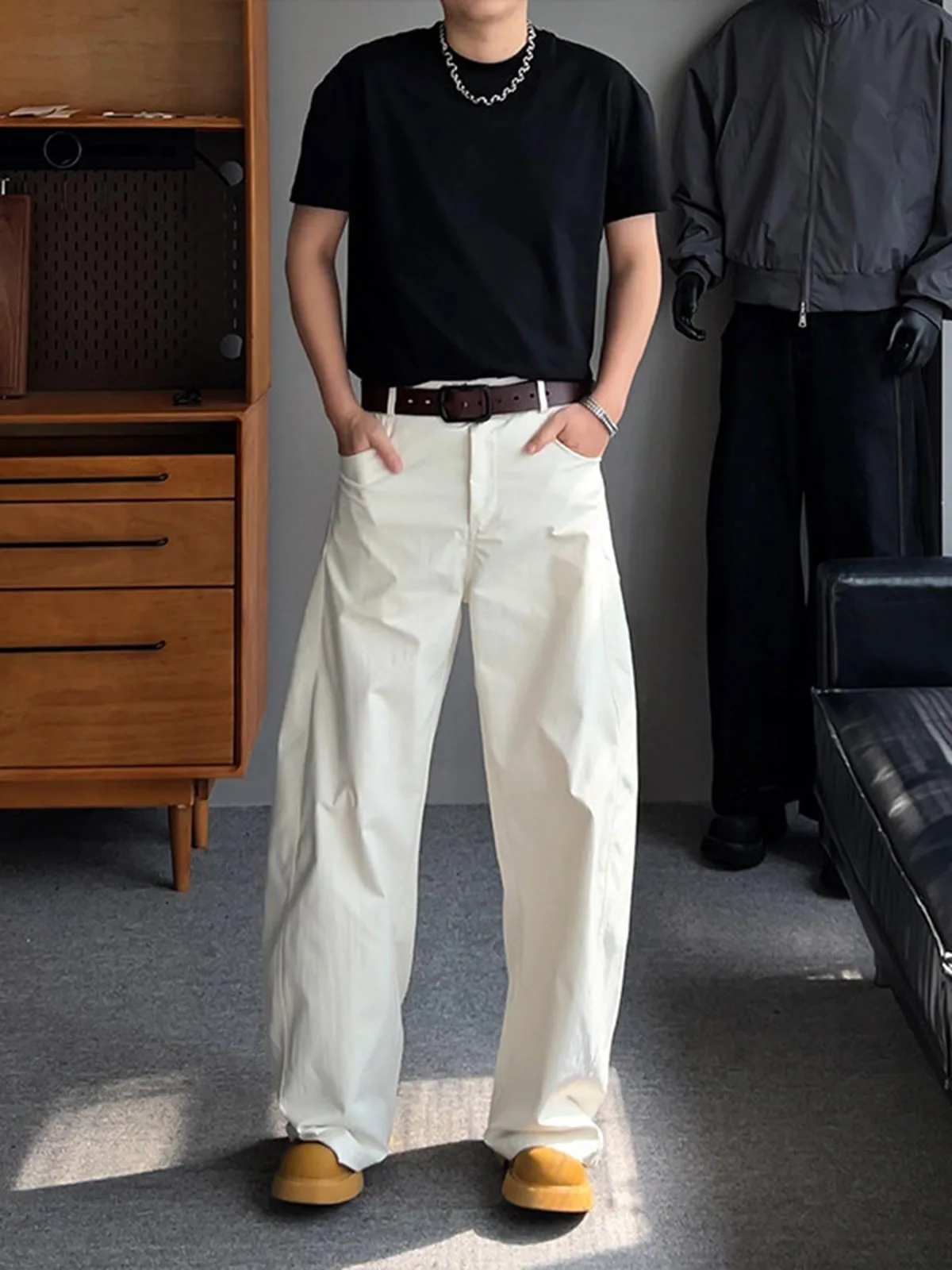 Cleanfit Men's Casual Straight Leg Trousers Lightweight Comfortable Loose Fit Workwear Suit Pants Old Money Style