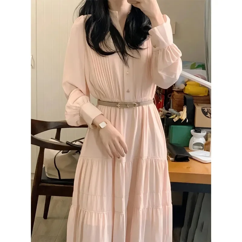 2023 Early Spring New French Small and Long Style Waist Collection Super Xian Unique Milk Sweet Gentle Style Elegant Commuter