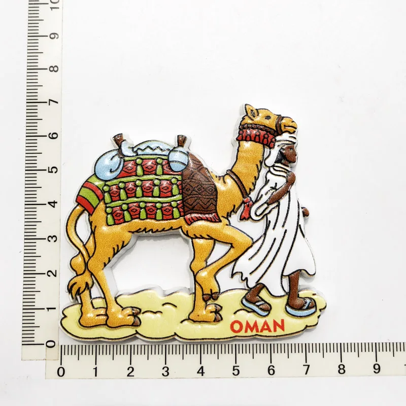 

Personalized Oman Camel Fridge Magnet Cultural Landscape Message Sticker Tourist Souvenir Resin Craft Decoration