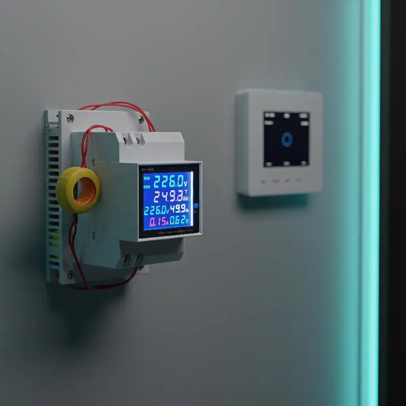 Durable 1Pcs D52-2066 Din Rail Energy Meter 40-300V AC Electricity Usage Monitor for Shopping Mall Power Management