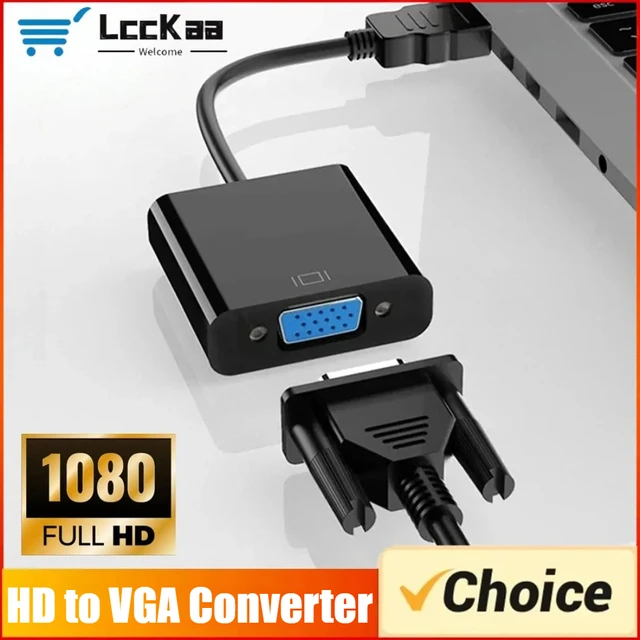 Adapter HDTV na VGA, szybki konwerter HDMI na VGA, złącze męskie na żeńskie VGA, skaler HD, kabel wideo do komputera PC i laptopa