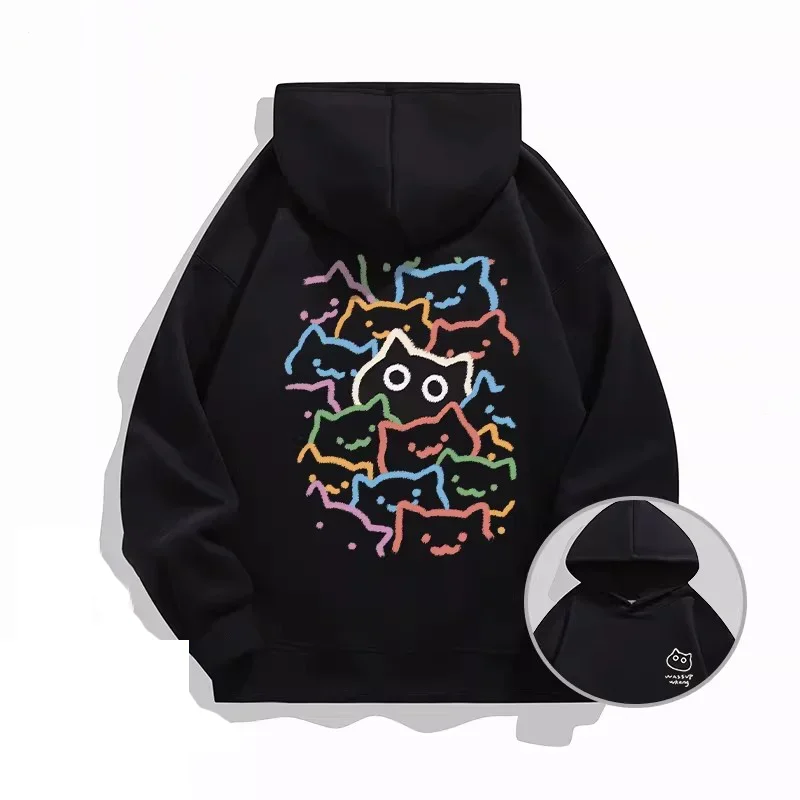 2026 Autumn New Trendy Brand Cat Hoodie Sweatshirt for Men and Women - Winter Autumn Thick Fleece Loose-Fitting Versatile Coat