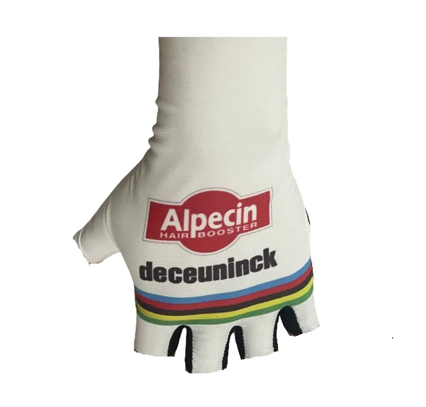 2024 ALPECIN DECEUNINCK TEAM WHITE ONE PAIR CYCLING BIKE HALF FINGER GLOVES BICYCLE GEL GLOVE SIZE:M-XL