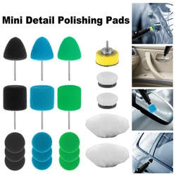 20 Pcs Mini Polishing Pad Kit 1 Inch Wear Resistant Sponge Wool Polishing Pad Car Details Small Area Scratch Treatment Universal