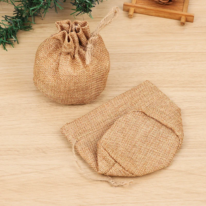 Burlap Drawstring Plant Pot Cover – Rustic Succulent Planter Bag for Indoor Decor & Gift Packaging