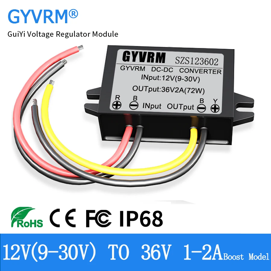 

12V 24V to 36V 1A 1.5A 2A Voltage Regulator Boost 9-30V to 36V 2A 72W DC to DC Converter 24V to 36V Step-up Model