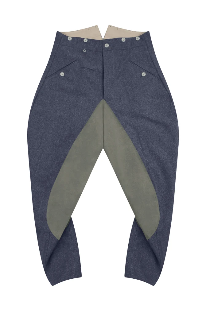 GUWF-B016 WWII Allemand Luftwaffe M40 Bleu Gris Troupes Montées En Laine Culotte D'équitation