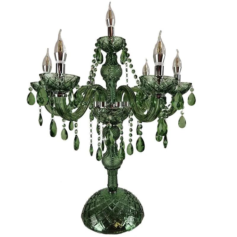 

Бытовая хрустальная настольная лампа, свадебное украшение, свеча, настольная лампа, отель, ресторан, спальня, освещение, зеленая хрустальная лампа