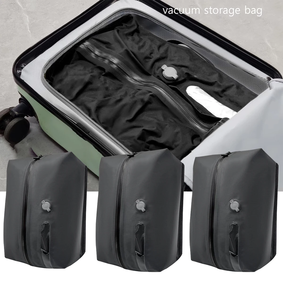 

1-6pcs Luggage Vacuum Compression Bag, Reusable Waterproof Vacuum Bag ,Portable Lightweight Suitcase Bag Saving space