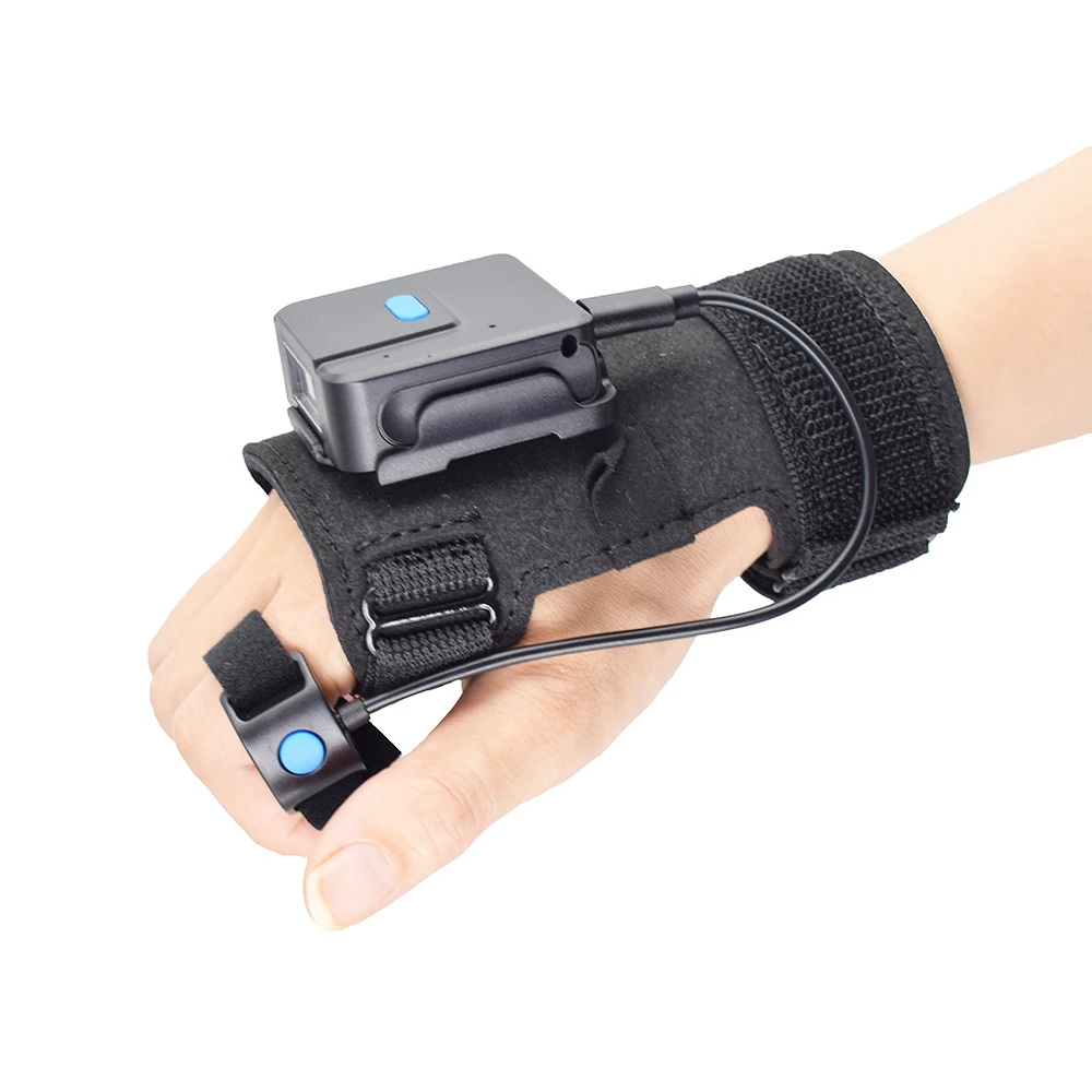 Handsfree 2D BT 2.4G Barcode Scanner Finger Trigger Wireless Wearable Barcode Scanner Reader with Gloves