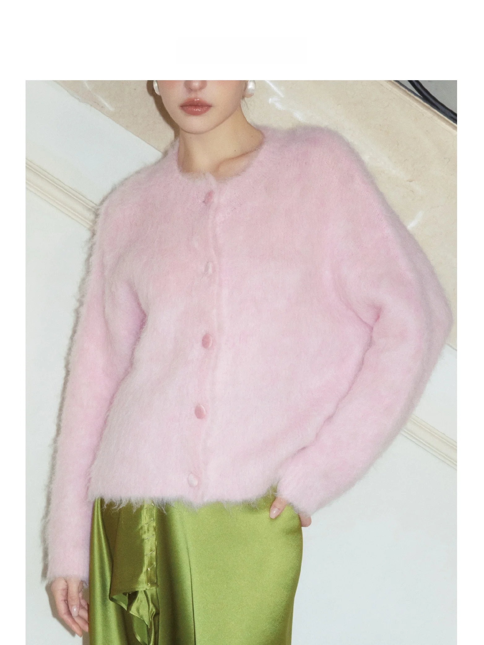 

Женский вязаный кардиган Jingle Silk из шерсти альпаки, нежно-розовый, мягкий, теплый, с длинными рукавами