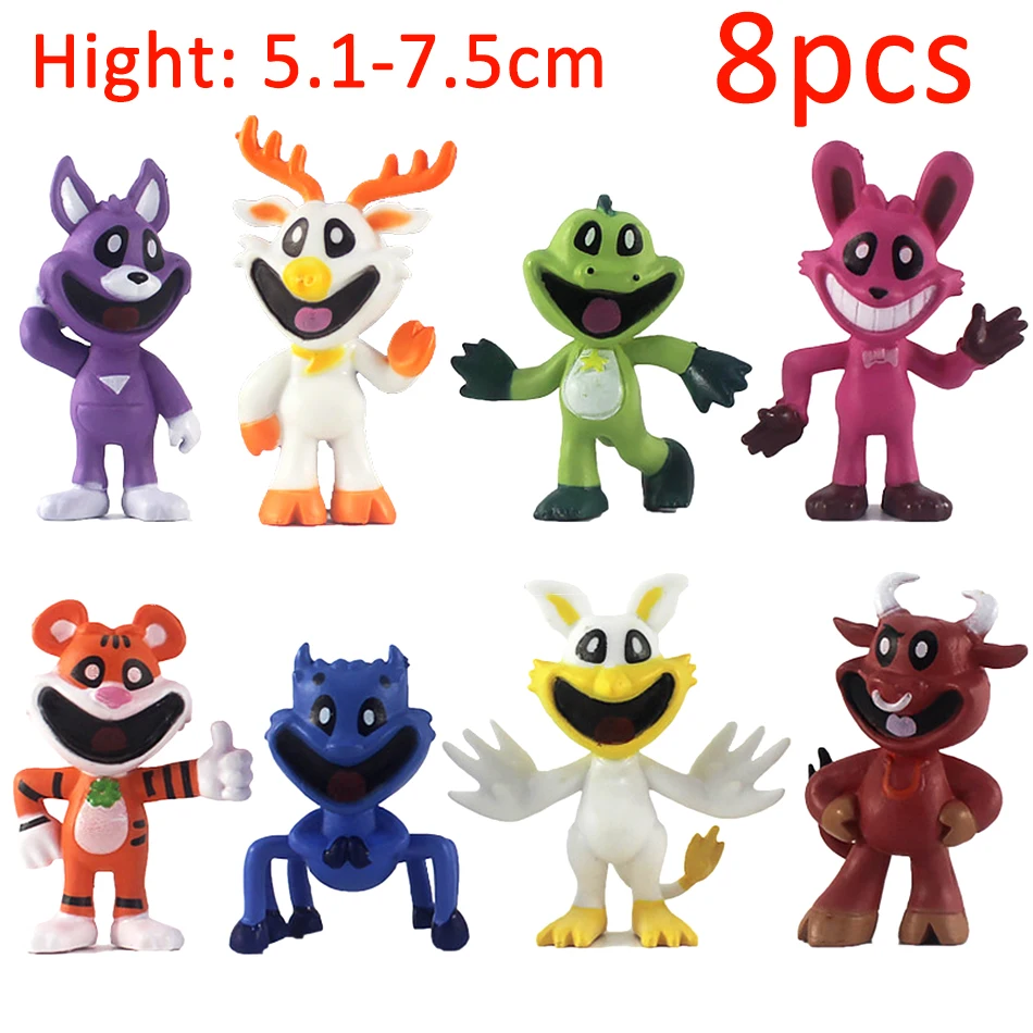 8Pcs 32Style Smiling Critters Action Figure Toy Cool Cute Anime Animal Toy Gift for Kid Children Boy Girl Fans Birthday Gifts