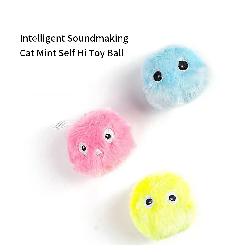 Smart Cat Toys Interactive Ball Plush Electric Catnip Training Toy Kitten Touch Sounding Pet Product Squeak Toy Ball Cat Supplie