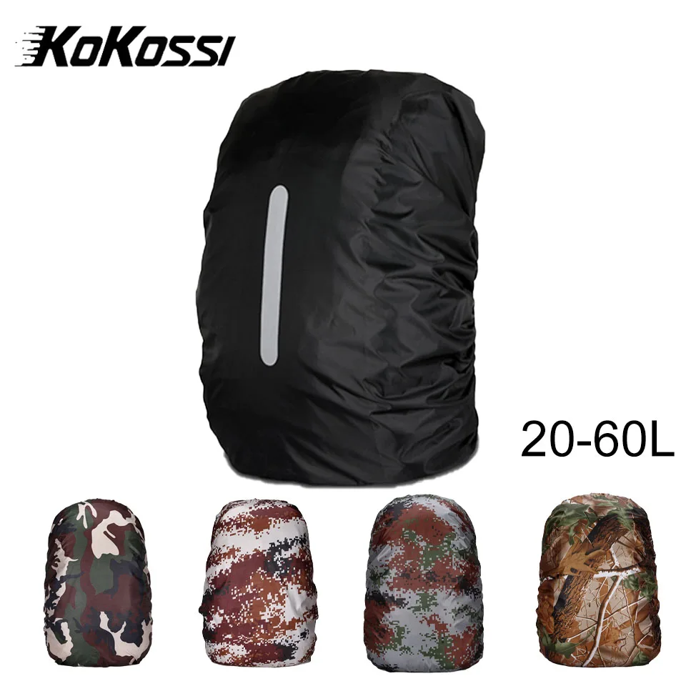 KoKossi 1Pcs 20L-60L Climbing Backpack Rain Cover Reflective Camo Outdoor Waterproof Bag Camping Hiking Bag Dust Cover Unisex