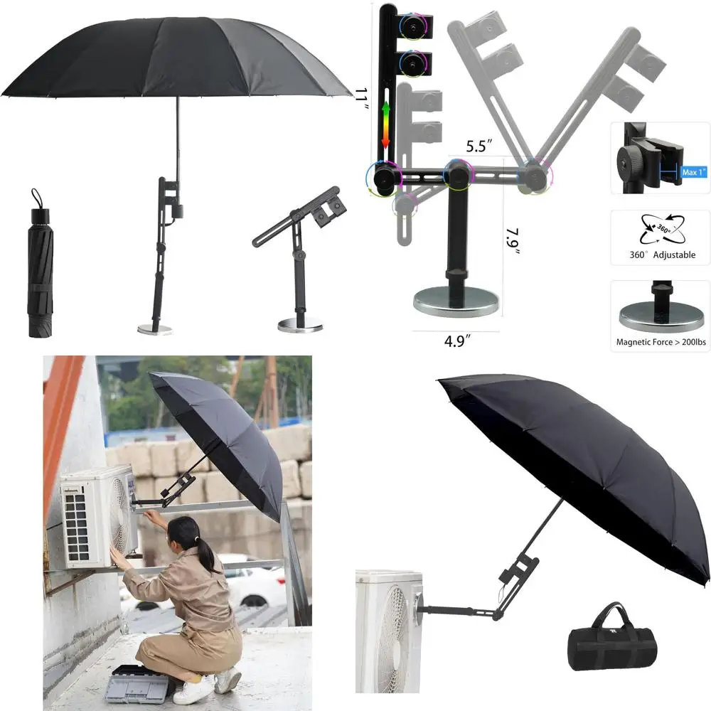 

Magnetic Base HVAC Umbrella, 360° Dual-Axis Rotation, Adjustable Height, Oversized Stand, Waterproof & Cool for Outdoor Tasks (5