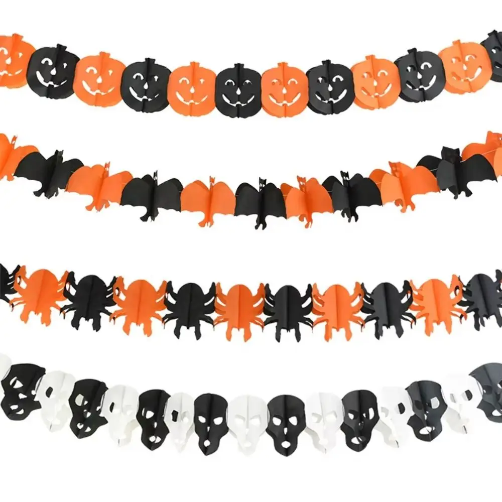 Honeycomb Paper Halloween Hanging Garland Pull Flower Skeleton Bat Halloween Party Banner 3 Meter Spider Pumpkin