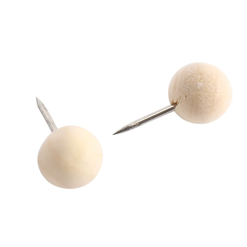 Redondo Madeira Push Pins Decorativos, Cabeça de Madeira e Aço Needle Point, Tachas Polegares para Fotos Mapas e Placas de Cortiça, 130Pcs