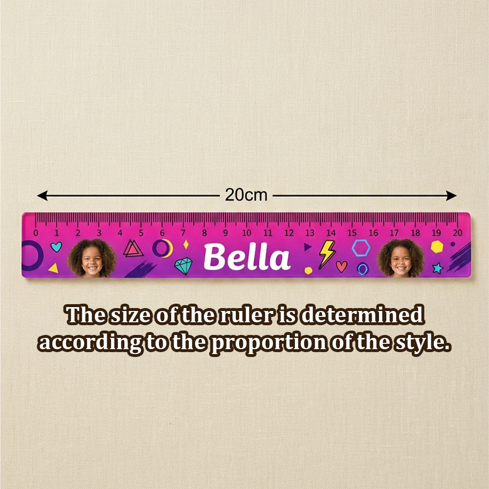 1pc Custom Kid Photo & Name Straight Acrylic Ruler,Personalized Measuring Stationery,Back‑to‑School,Grade‑Entry Surprise Gift