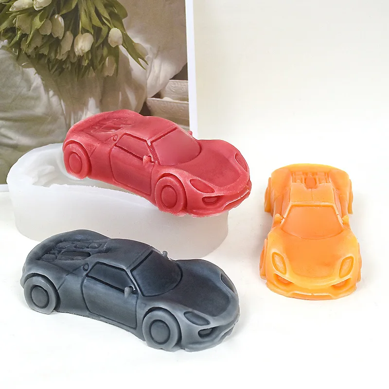 3D Sports Car Candle Silicone Mold Car Shape Handmade Scented Candle Gypsum Resin Molds Chocolate Fondant Baking Tool Home Decor