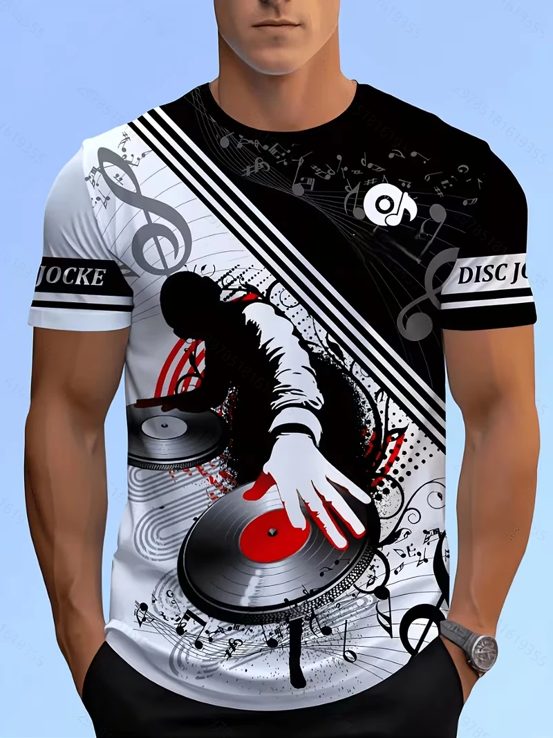 Fashion Summer Men's Music T-shirt DJ Live Disco Personalized 3D Printed T Shirt Unisex Hip Hop Tes Trendy Oversized Unisex Tops