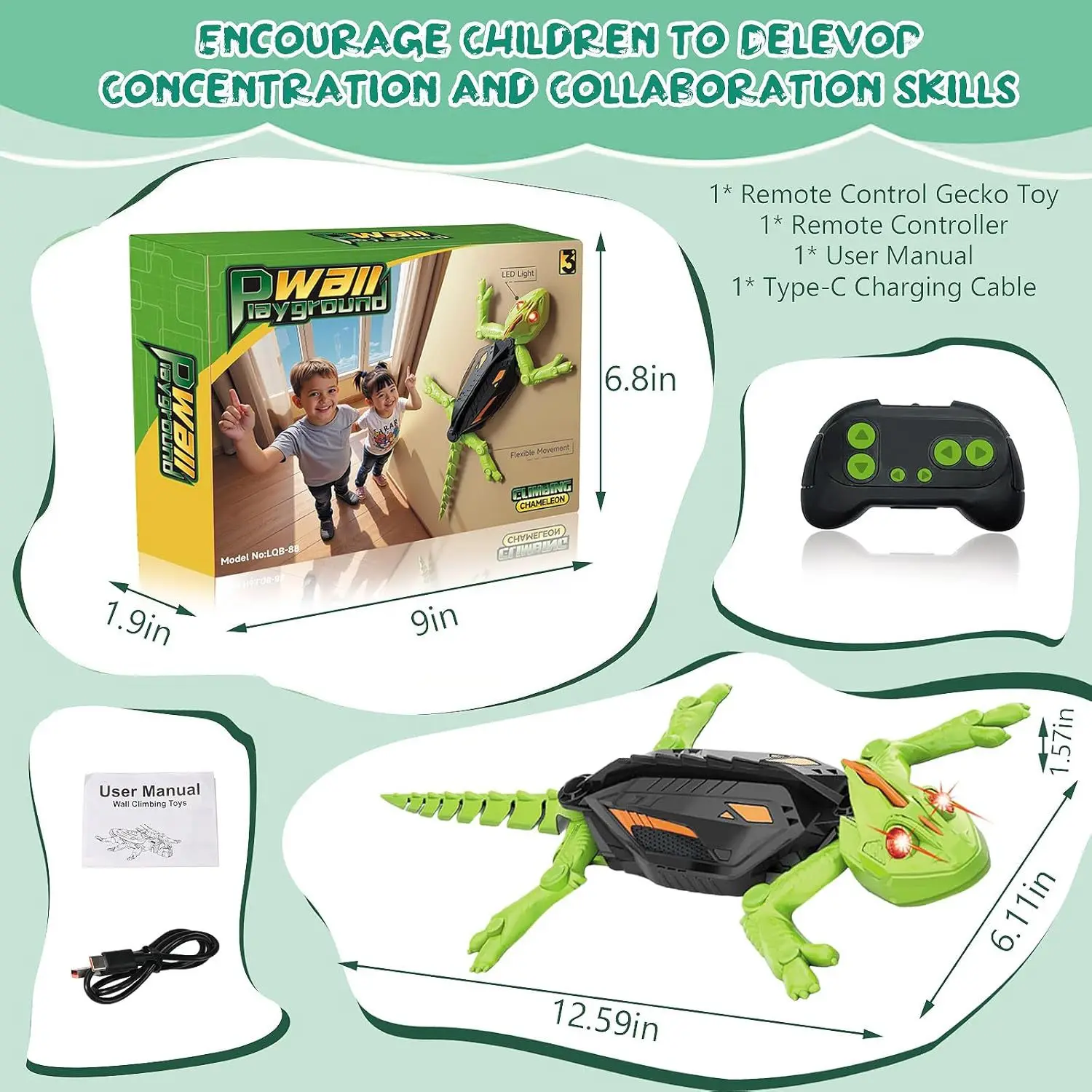 Remote Controlled Gecko Chameleon Robot Car Indoor Climbing Toy Kids Birthday Gift For Boys Girls 3+ Years Old