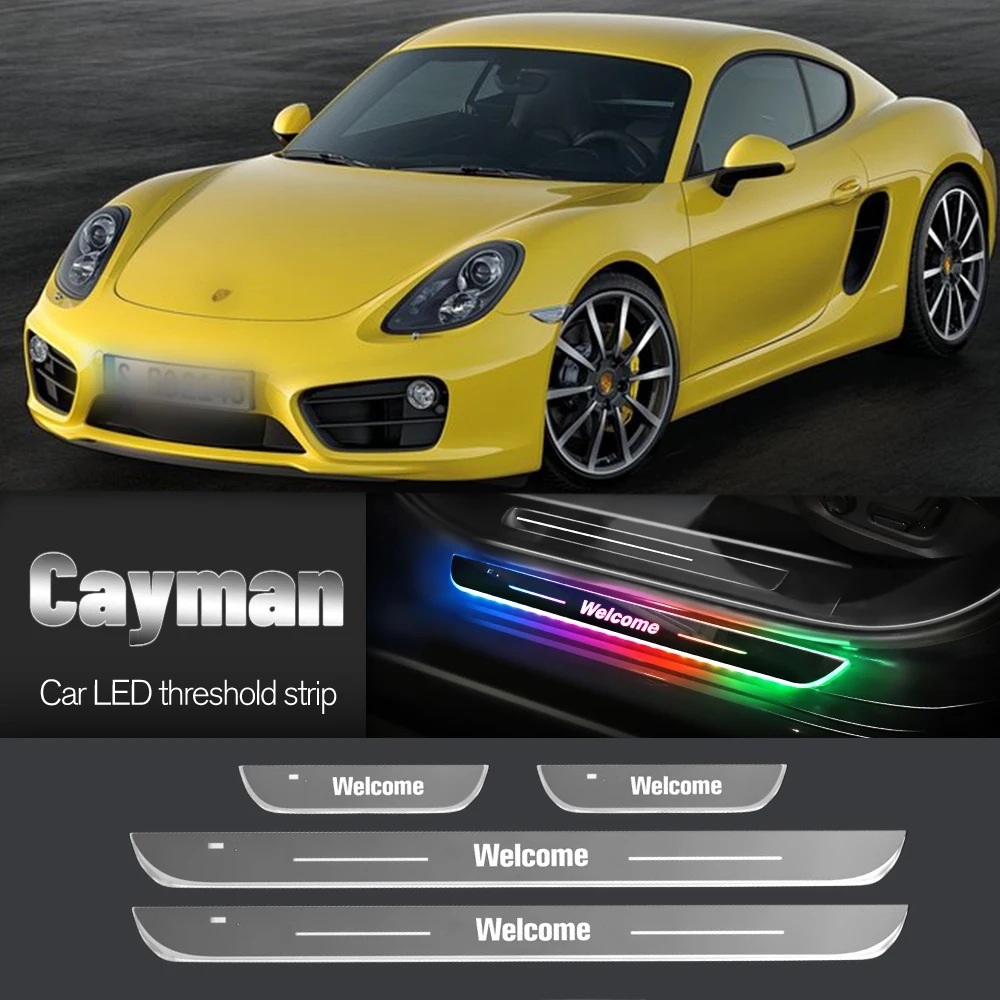 Luz do peitoril da porta do carro para porsche cayman 987 981 2004-2016 2007 2008 logotipo personalizado led limiar de boas-vindas pedal lâmpada acessórios