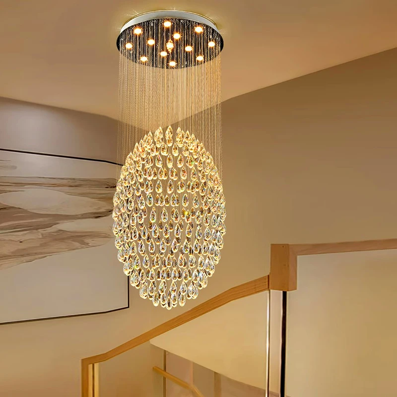 Imagem -05 - Modern Crystal Chandelier For Home Decoration Stair Pendant Lamp Living Room Pendant Lights Iluminação Interior