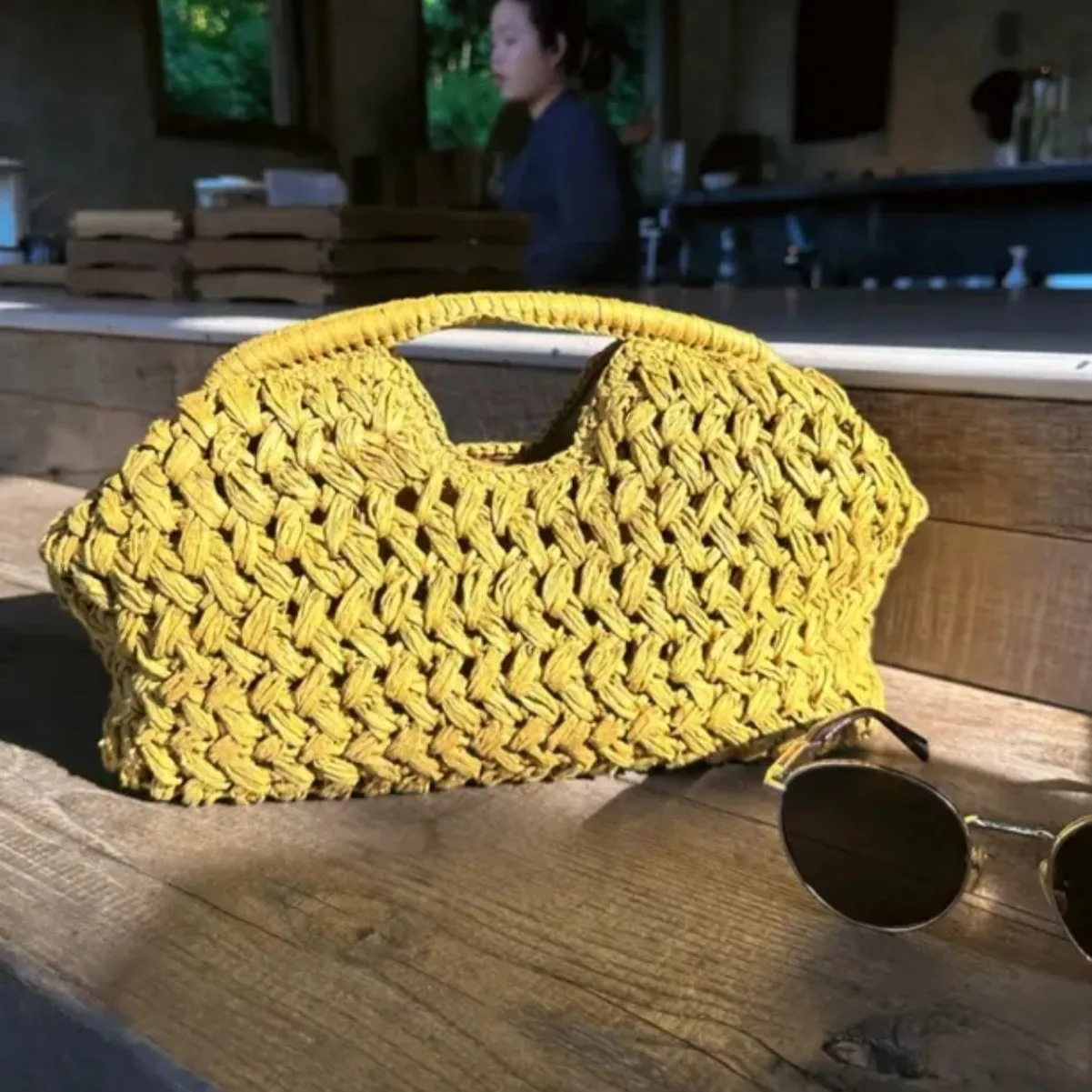 Summer New Women's Bag , Women's Straw Woven Handbag,Fashionable Raffia Clutch Bag Beach Travel Vacation Evening Elegant Purse