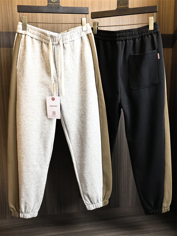 

Double-Color Knitted Belt Tead Men's Skin-Friendly Sports Sle Casual Pants Autumn Faion Urban Streetwear