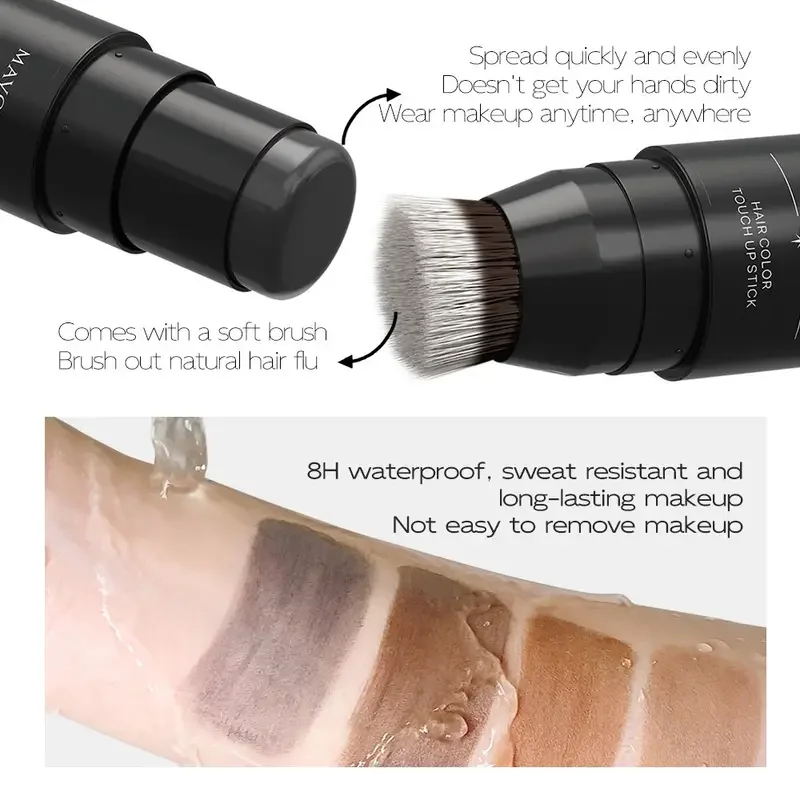 Bâton correcteur de ligne de cheveux imperméable, dissimule instantané des racines et des ombres pour un maquillage d'apparence naturelle, bâton de poudre d'ombre