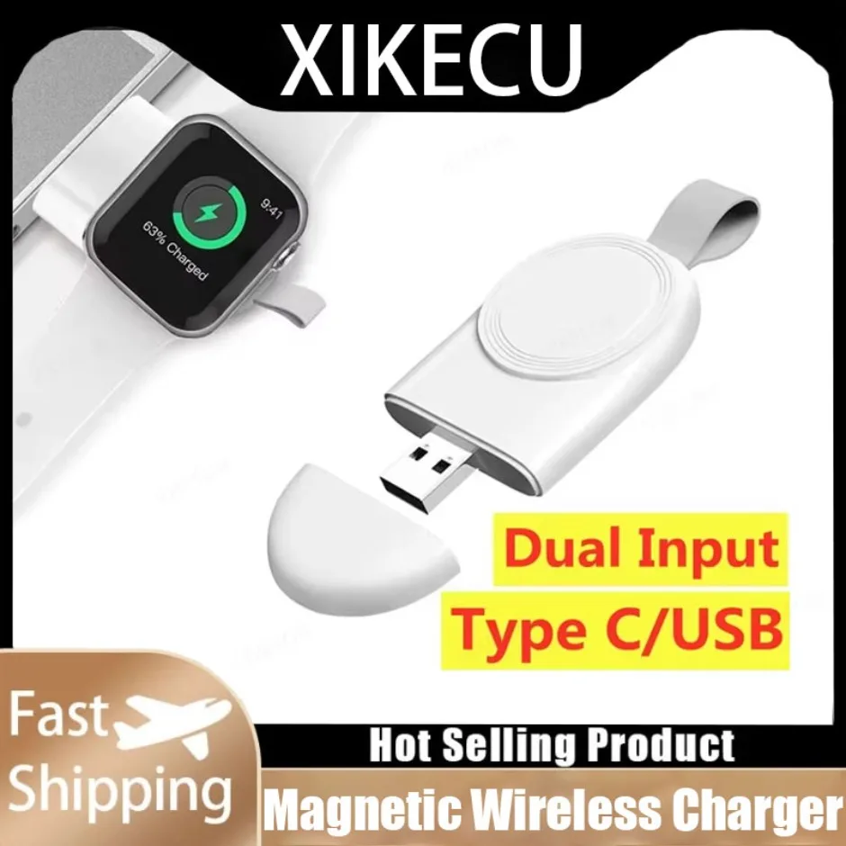 Mini Magnetic Wireless Charger Dock For Apple Watch Series 9 8 7 6 5/SE/3/2 Portable Wireless Charging Cable Charger For Iwatch