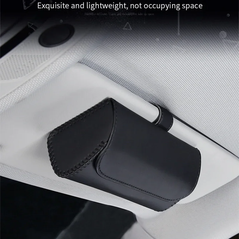 

PU Leather Car Visor Sunglasses Case Clip Hanger Magnetic Fastener Sunglasses Holder Storage Box Eyeglasses Holder Car Interior