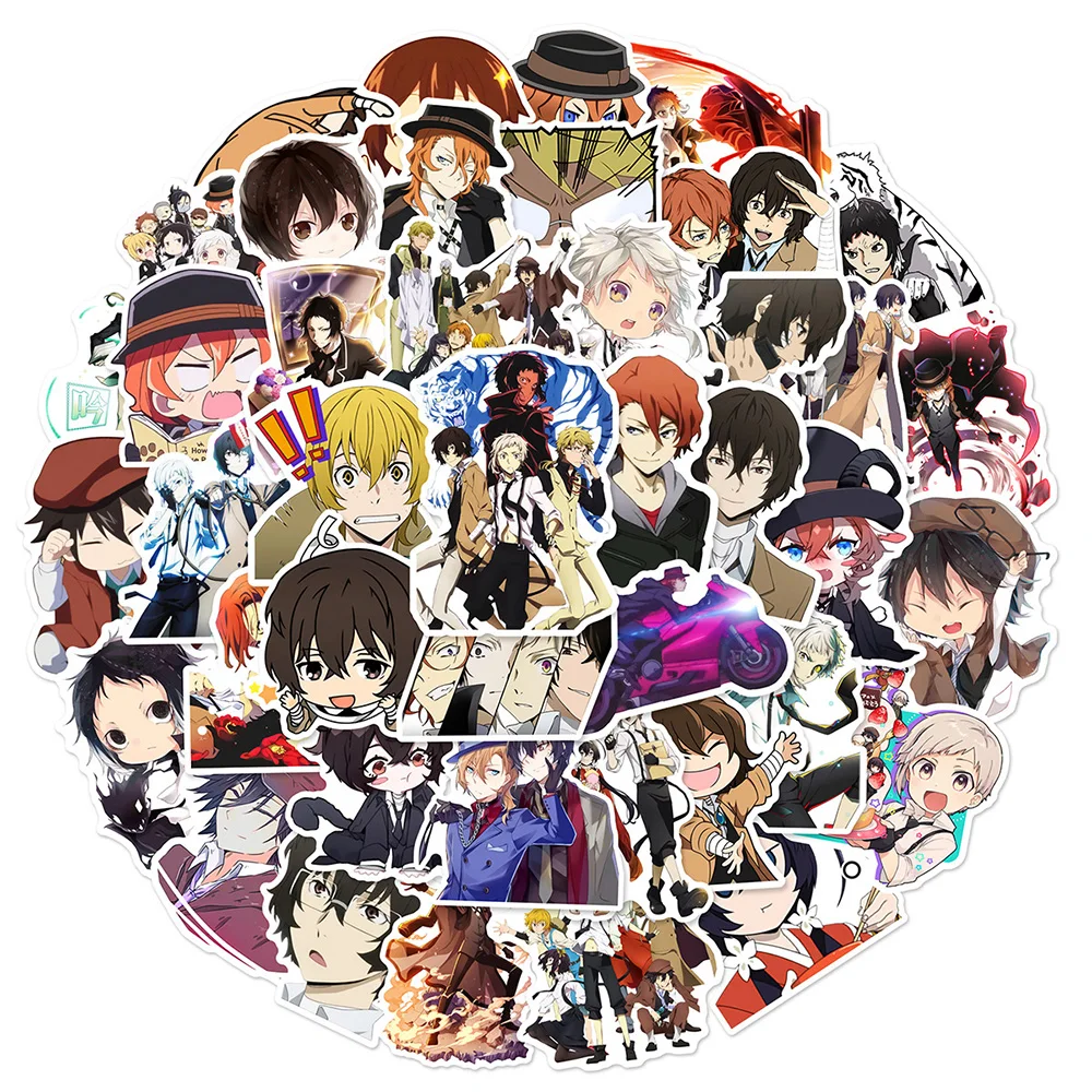 10/30/50pcs Cool Bungou Stray Dogs Anime Stickers Dazai Chuuya Decals Laptop Motorcycle Phone Car Waterproof Sticker for Kid Toy