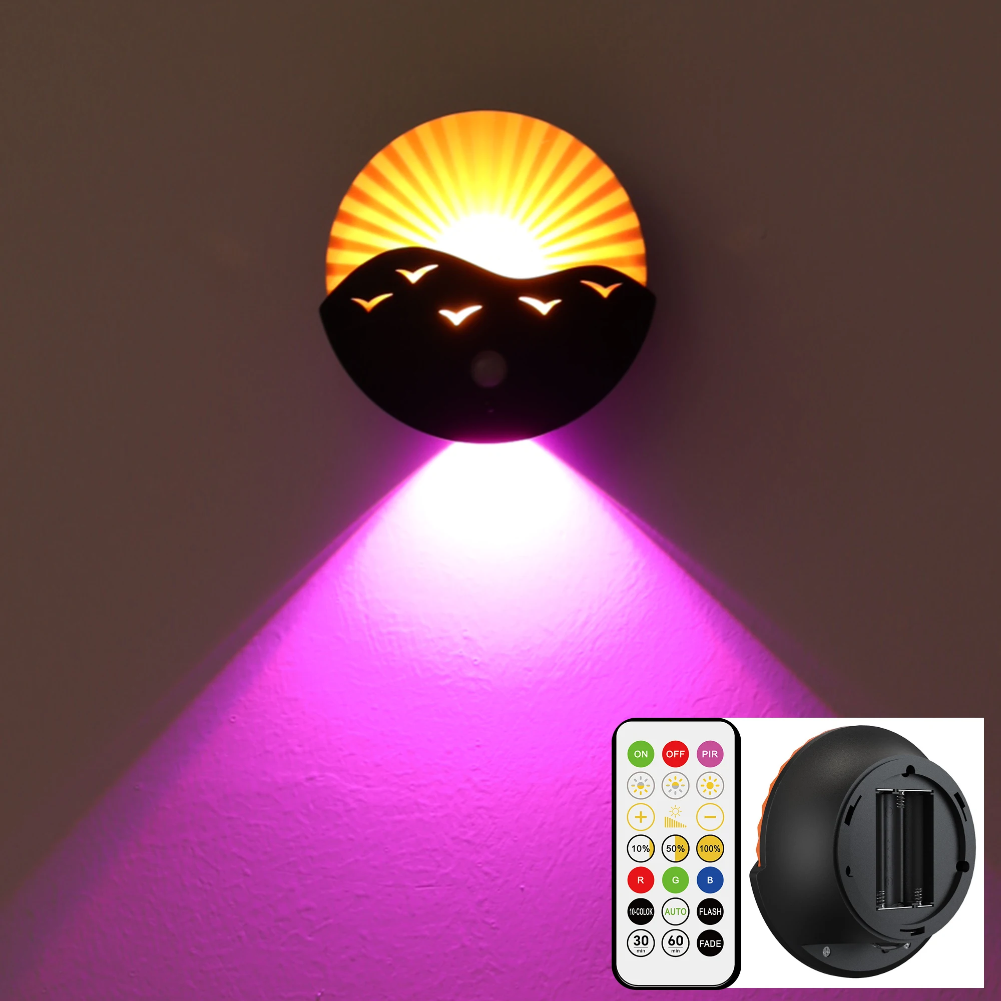 Imagem -05 - Luz Noturna Multicolorida com Sensor de Movimento Lâmpadas de Parede Led Lâmpada sem Fio para Mesa de Cabeceira e Quarto Luz Noturna Infantil