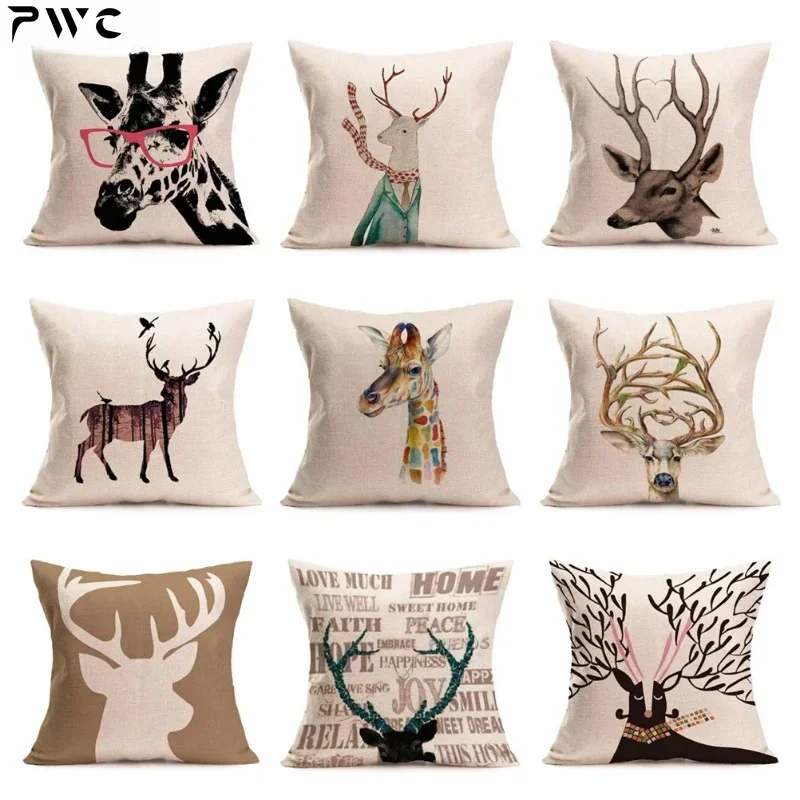 

Рождественские хлопковые льняные наволочки, диванные подушки, декоративная подушка с растениями, рождественские украшения для украшения дома Natale 2025