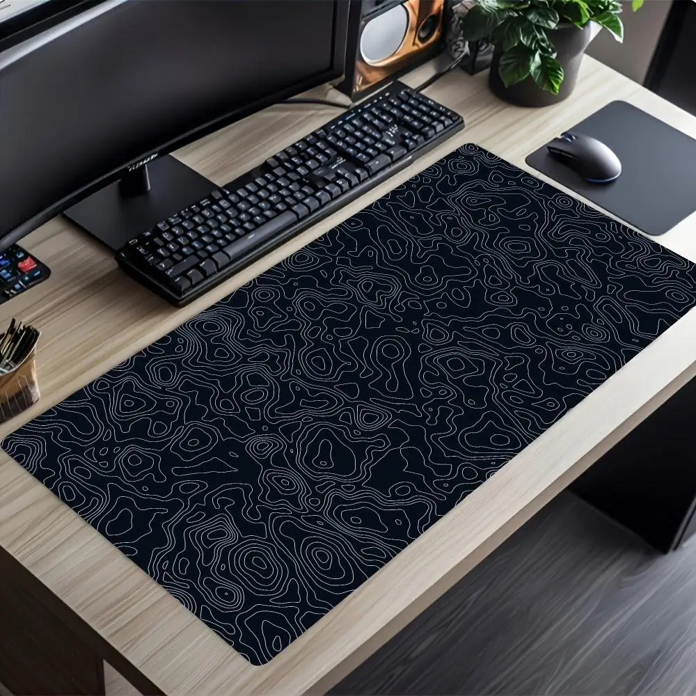 Topographic Map Vector Mouse Pad Desk Mats Gaming Room Decoration Desk Gadgets Carpet Mousepad Speed Office Decor Keyboard Mat