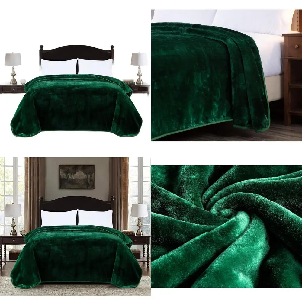 

Роскошное одеяло из искусственной норки размером 12,2 фунта, 750GSM, шелковистое мягкое, King USA, однотонное зеленое