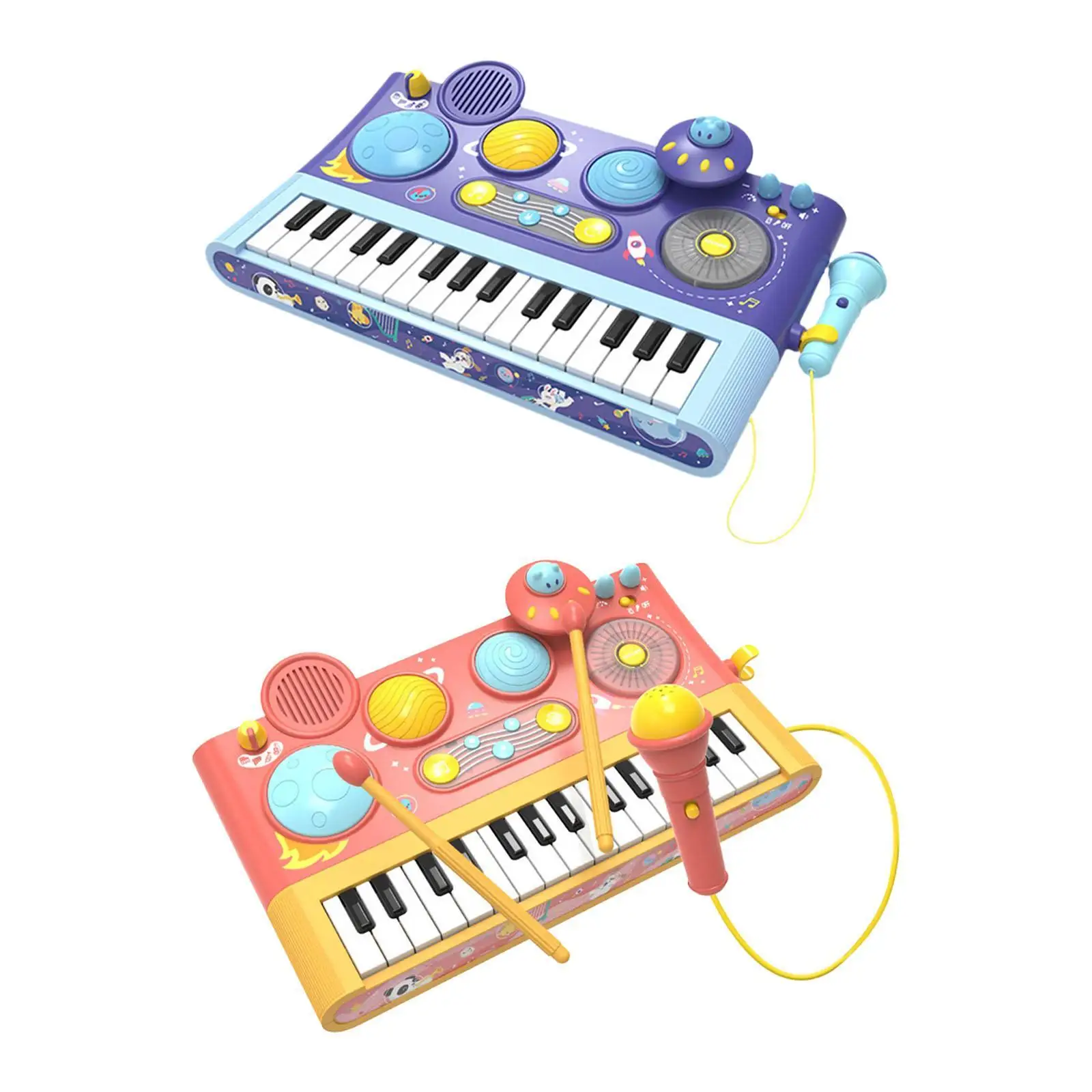 

Piano Preschool Toy Percussion Instrument Piano Keyboard Toy with A Microphone Musical Learning Toy for Easter Christmas Kids