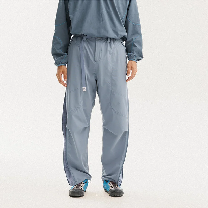 ซิปด้านข้างกีฬากลางแจ้งกันน้ำแห้งเร็วกางเกงผู้ชายผู้หญิงสตรีทแวร์หลวมสบายๆเทคแวร์แทร็คกางเกงจ็อกเกอร์กางเกง