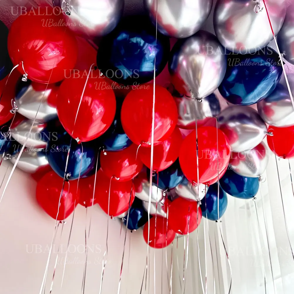 

40pcs Silver Red Navy Blue Balloons 10 Inch Glossy Night Blue Red Metal Silver Balloons for Birthday Spider Baby Shower Decor